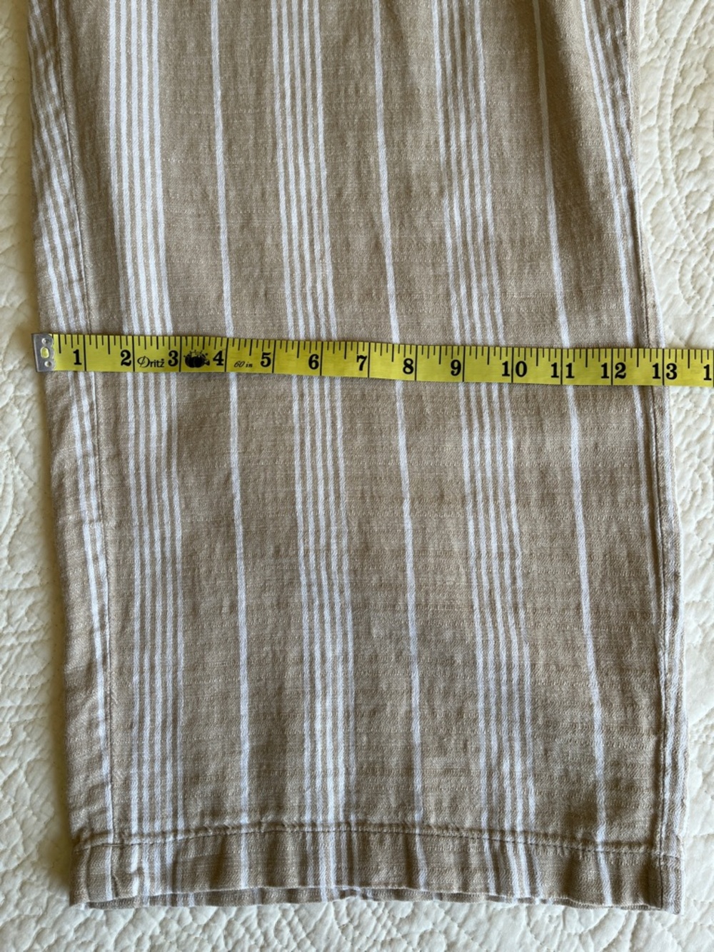 Linen Cotton Wide Leg High Rise Striped Pants Pull On Women's XL Tan Beachy - Picture 12 of 16